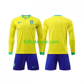 Billige Fotballdrakter Brasil Barn Hjemmedraktsett VM I Fotball 2022 Langermet